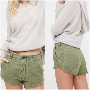 NWOT Free People raw hem olive green shorts